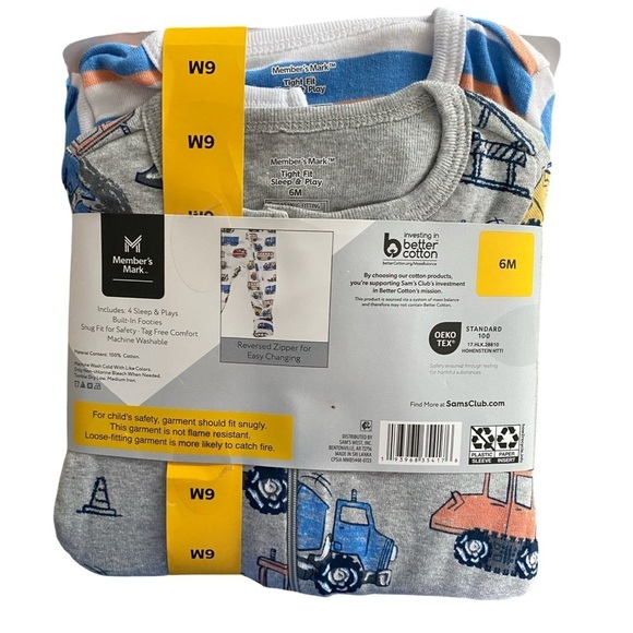 Member's Mark Infant 4 Piece Tight Fit Sleep & Play Set NWT Size 6M - Picture 3 of 3